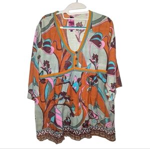 Eurorail by Tushar boutique boho European floral patterned dress size woman's L